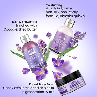 Bryan & Candy Lavender Bodycare Heart Collection | Women's Day Gift Set For Women| 100% Vegan,Ph5.5 Skin Friendly